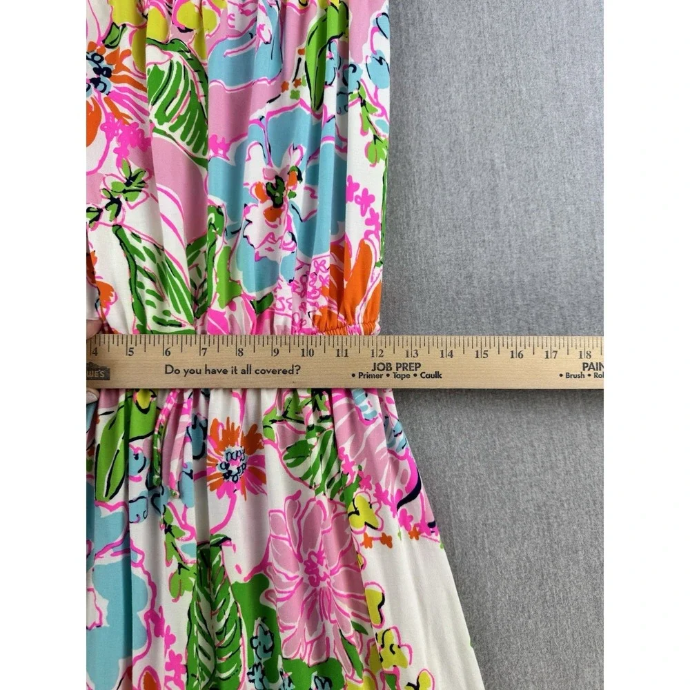 Lilly Pulitzer Target Strapless Maxi Dress Large Pink Floral Tropical Boho - Picture 4 of 16